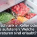 Geöffnete Gefrierschublade mit Gefriergut und dem Titel Gefrierschrank in Keller oder Garage aufstellen: Welche Temperaturen sind erlaubt?