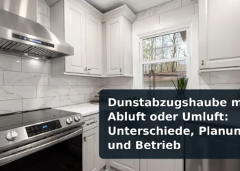 Moderne Küche mit Dunstabzugshaube; Titel: Dunstabzugshaube mit Abluft oder Umluft: Unterschiede, Planung und Betrieb