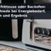 Heißluftfritteuse in einer Küche; Titel: Heißluftfritteuse oder Backofen: Unterschiede bei Energiebedarf, Garraum und Ergebnis
