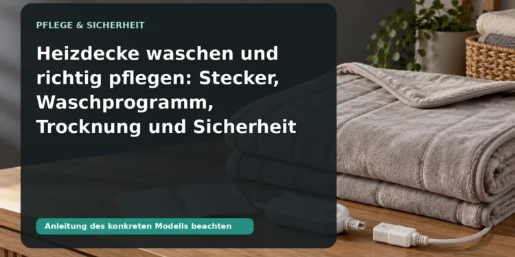 Gefaltete Heizdecke mit abnehmbarem Regler; Titel: Heizdecke waschen und richtig pflegen: Stecker, Waschprogramm, Trocknung und Sicherheit