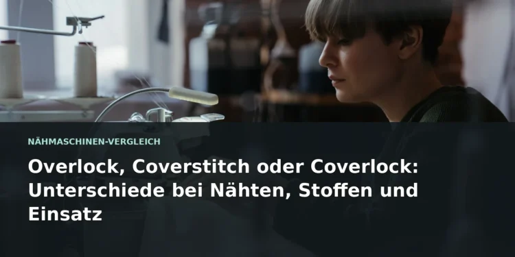 Person an einer Overlockmaschine; Titel: Overlock, Coverstitch oder Coverlock: Unterschiede bei Nähten, Stoffen und Einsatz