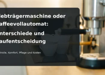 Siebträgermaschine oder Kaffeevollautomat: Unterschiede und Kaufentscheidung – Siebträgermaschine und Tassen in einer Küche