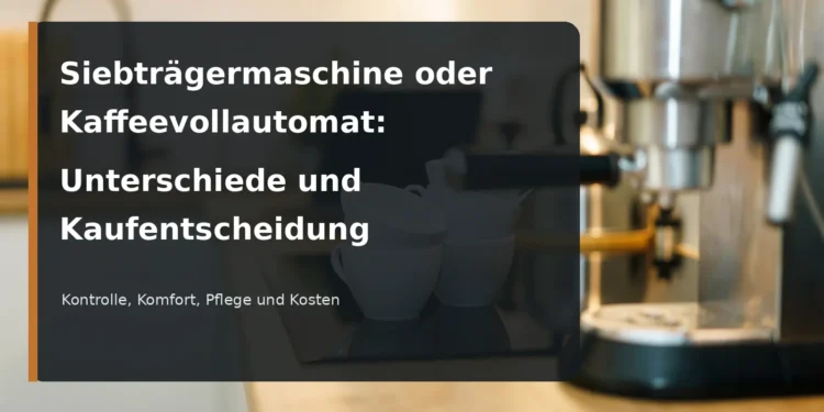 Siebträgermaschine oder Kaffeevollautomat: Unterschiede und Kaufentscheidung – Siebträgermaschine und Tassen in einer Küche