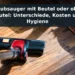 Staubsauger mit Beutel oder ohne Beutel: Unterschiede, Kosten und Hygiene – Bodenstaubsauger auf Holz neben Teppich