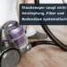 Bodenstaubsauger mit Staubbehälter und Schlauch; Titel: Staubsauger saugt nicht mehr: Verstopfung, Filter und Bodendüse systematisch prüfen