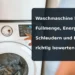 Frontlader-Waschmaschine mit Bedienfeld; eingeblendet ist der vollständige Artikeltitel